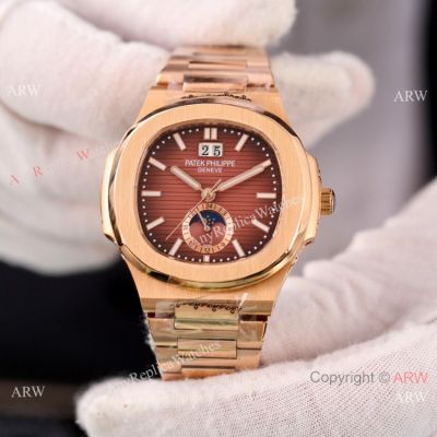 Patek Philippe Annual calendar Nautilus Chocolate Dial Rose Gold Watches